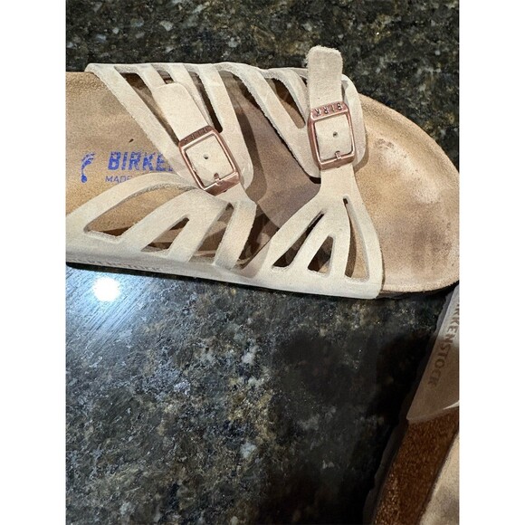 Birkenstock Granada Slide Sandals Womens EU 39 Beige Cutout 2 Buckle - Picture 2 of 7